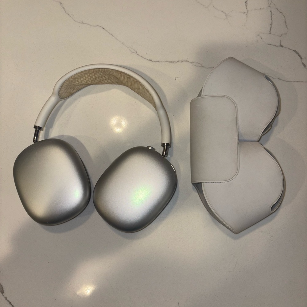 Wireless Over-Ear Headphones in Silver with White Case